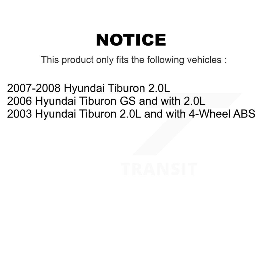 Front Rear Wheel Hub Bearings Assembly Disc Brake Rotors And Semi-Metallic Pads Kit (10Pc) For Hyundai Tiburon KBB-106324