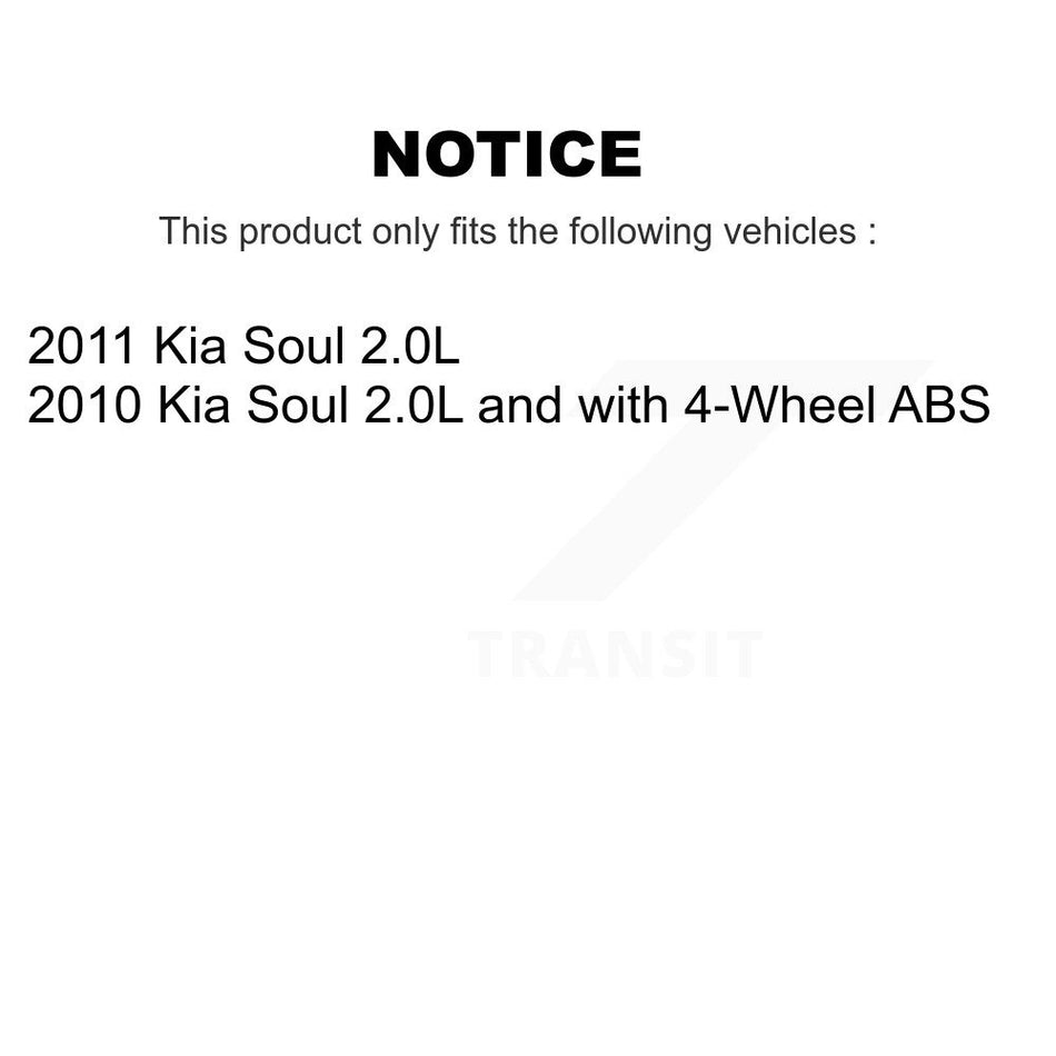 Front Rear Wheel Hub Bearings Assembly Disc Brake Rotors And Semi-Metallic Pads Kit (10Pc) For Kia Soul KBB-106338