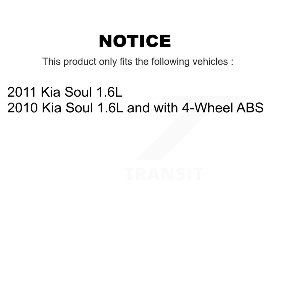 Front Rear Wheel Hub Bearings Assembly Disc Brake Rotors And Semi-Metallic Pads Kit (10Pc) For Kia Soul KBB-106340