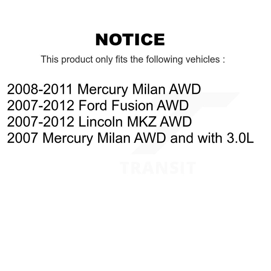 Front Rear Wheel Bearings Disc Brake Rotors And Semi-Metallic Pads Kit (10Pc) For Ford Fusion Lincoln MKZ Mercury Milan KBB-106440