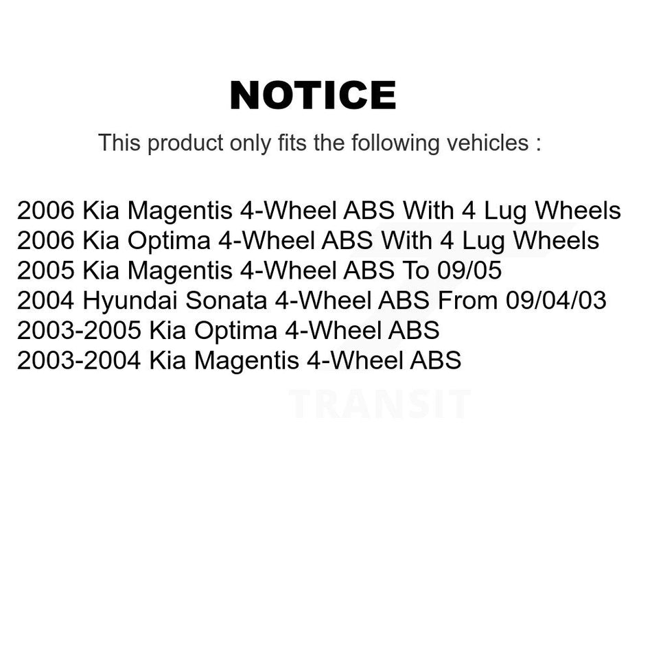 Front Rear Wheel Hub Bearings Assembly Disc Brake Rotors And Semi-Metallic Pads Kit (10Pc) For Kia Optima Hyundai Sonata Magentis 4-Wheel ABS KBB-106569