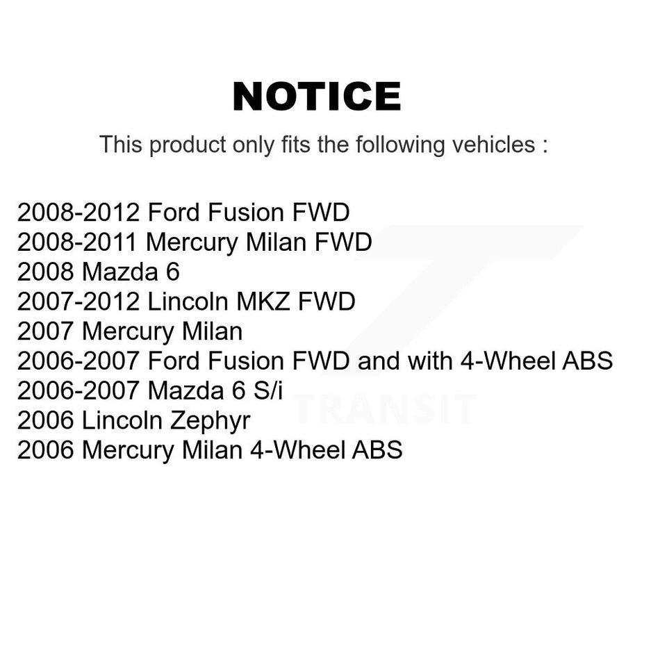 Front Rear Wheel Hub Bearings Assembly Disc Brake Rotors And Semi-Metallic Pads Kit (10Pc) For Ford Fusion Lincoln MKZ Mercury Milan Mazda 6 Zephyr KBB-106615