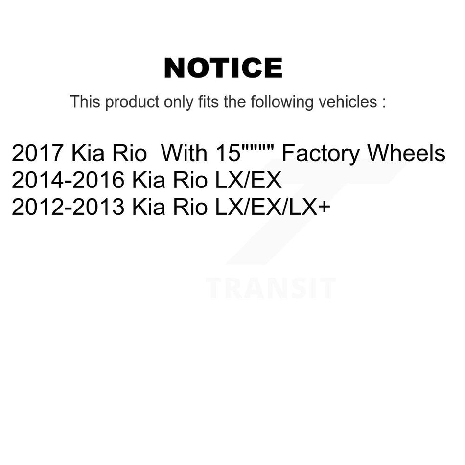 Front Rear Wheel Hub Bearings Assembly Disc Brake Rotors And Semi-Metallic Pads Kit (10Pc) For Kia Rio KBB-106791