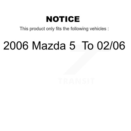 Front Rear Hub Bearings Disc Brake Rotors And Pads Kit (10Pc) For 2006 Mazda 5 To 02 06 KBB-107083