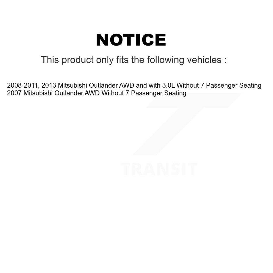 Front Rear Wheel Hub Bearings Assembly Coated Disc Brake Rotors And Semi-Metallic Pads Kit (10Pc) For Mitsubishi Outlander Without 7 Passenger Seating KBB-107351