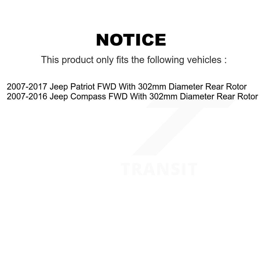 Front Rear Wheel Hub Bearings Assembly Coated Disc Brake Rotors And Ceramic Pads Kit (10Pc) For Jeep Patriot Compass With 302mm Diameter Rotor FWD KBB-107525