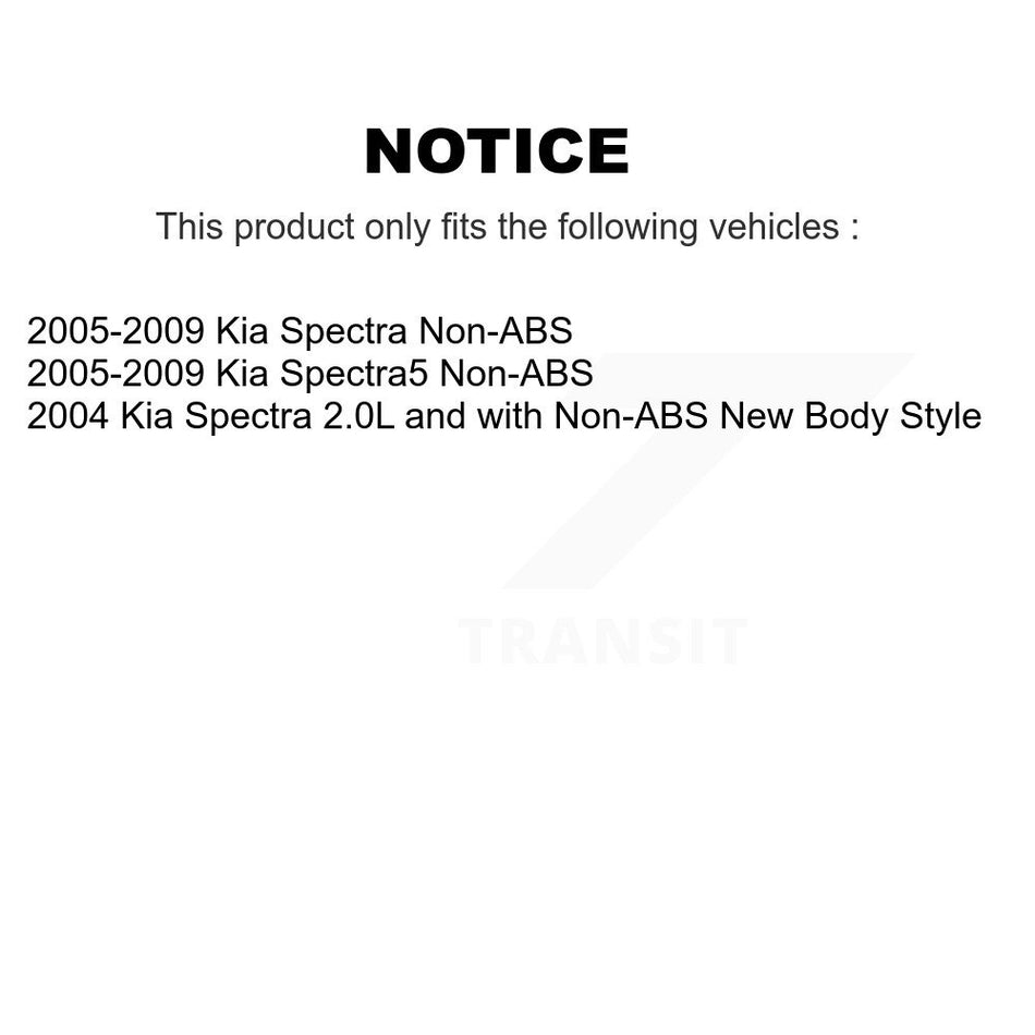 Front Rear Wheel Hub Bearings Assembly Coated Disc Brake Rotors And Semi-Metallic Pads Kit (10Pc) For 2005-2009 Kia Spectra Spectra5 Non-ABS KBB-107659