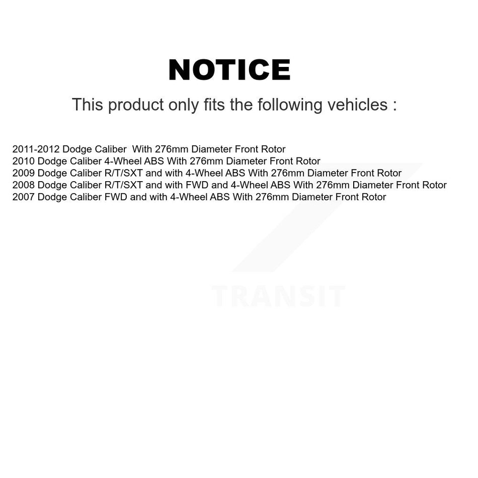 Front Rear Wheel Hub Bearings Assembly Coated Disc Brake Rotors And Semi-Metallic Pads Kit (10Pc) For Dodge Caliber KBB-108070