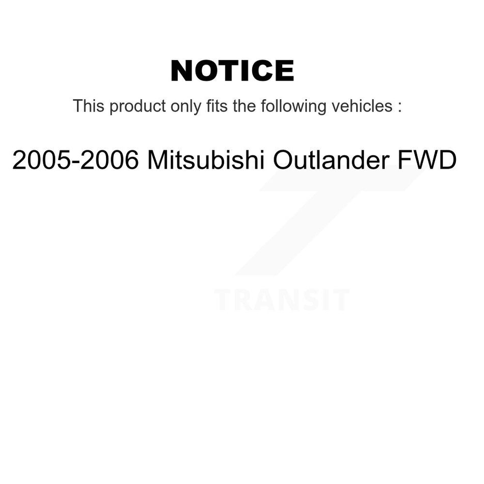 Front Rear Wheel Hub Bearings Assembly Coated Disc Brake Rotors And Semi-Metallic Pads Kit (10Pc) For 2005-2006 Mitsubishi Outlander FWD KBB-108079