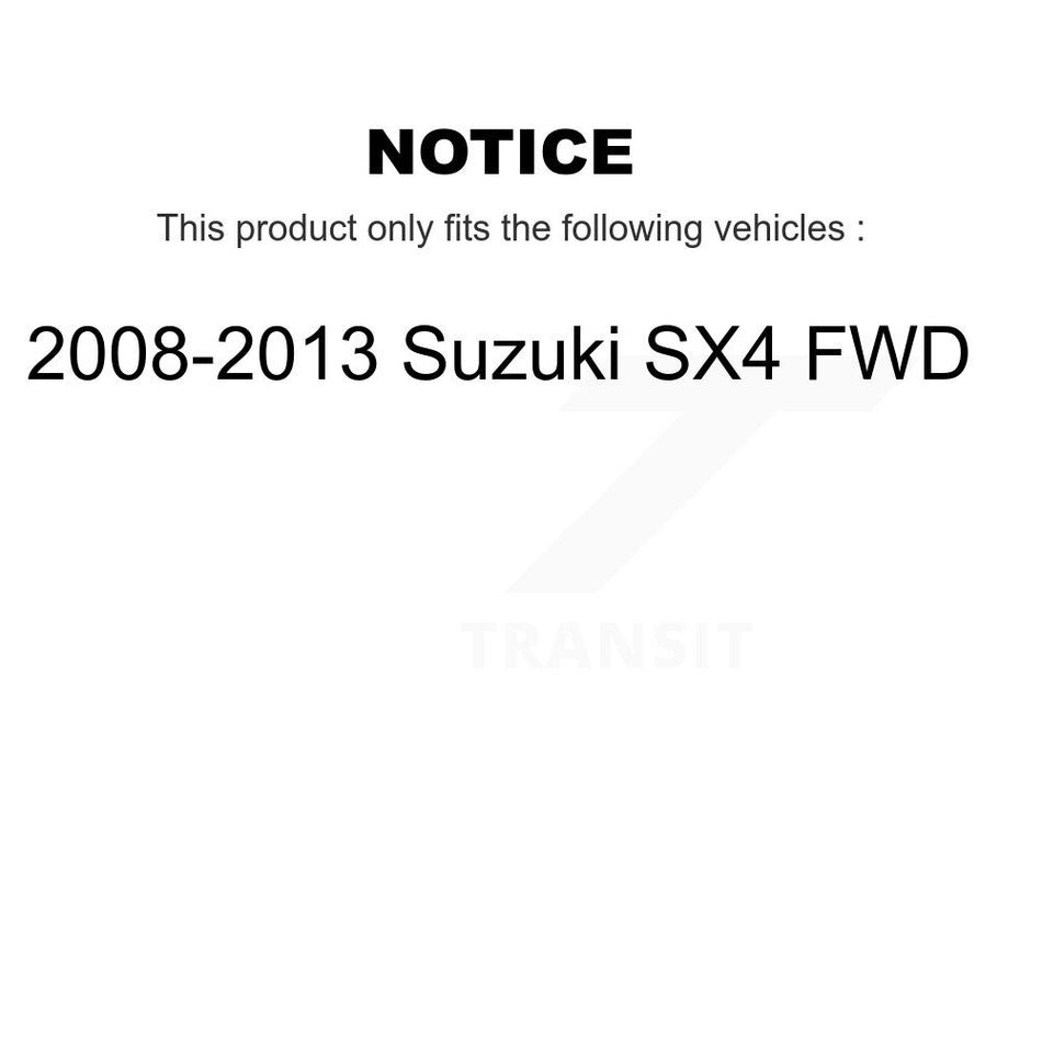 Front Rear Wheel Hub Bearings Assembly Coated Disc Brake Rotors And Semi-Metallic Pads Kit (10Pc) For 2008-2013 Suzuki SX4 FWD KBB-108207
