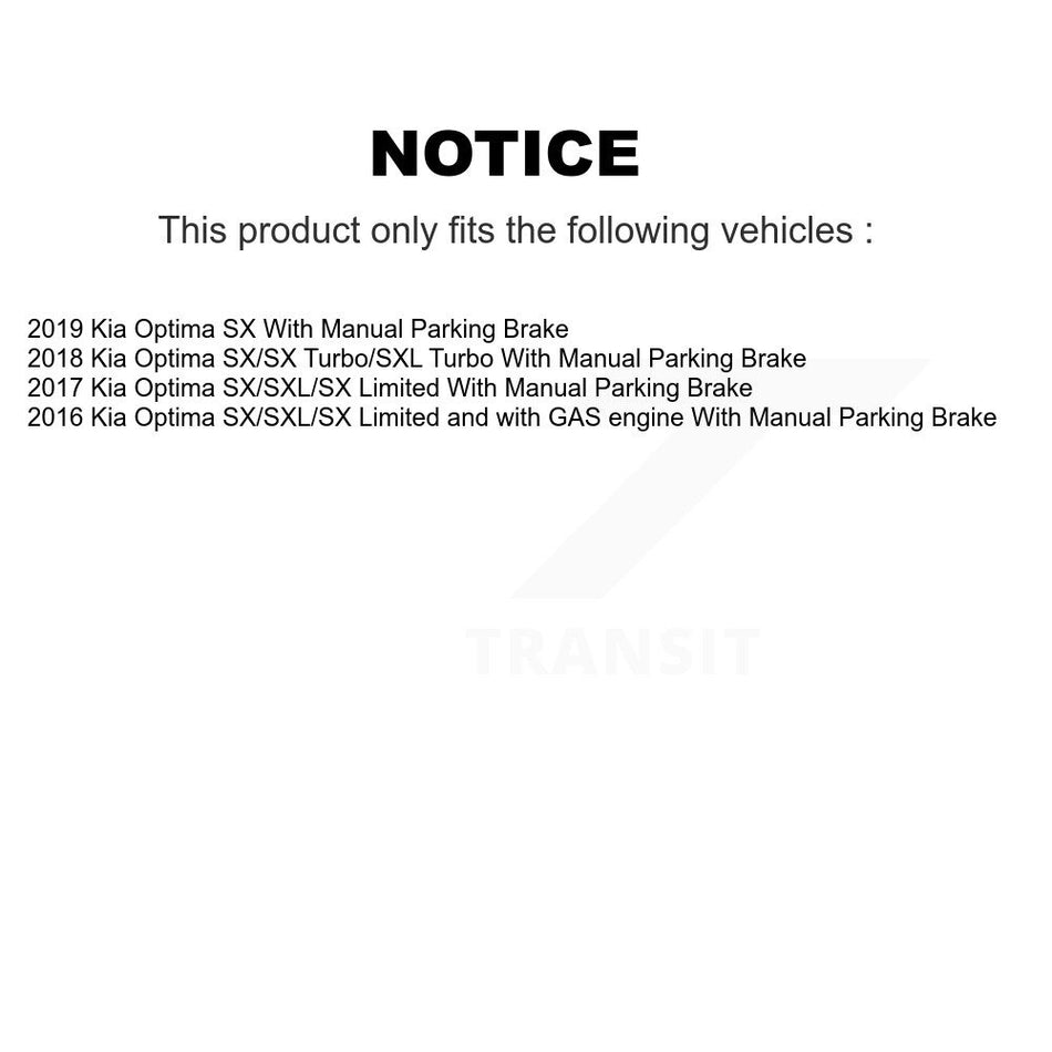 Front Rear Hub Bearings Assembly Disc Brake Rotors And Semi-Metallic Pads Kit (10Pc) For Kia Optima With Manual Parking KBB-109037