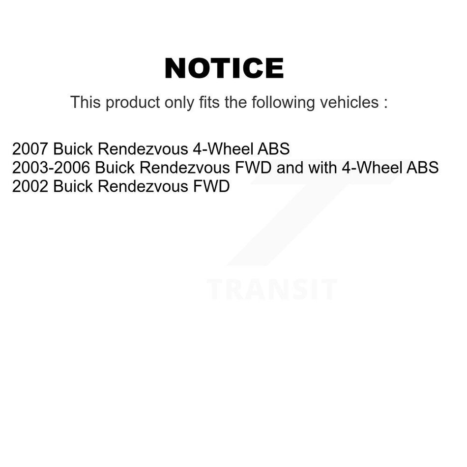 Front Rear Hub Bearings Assembly Disc Brake Rotors And Semi-Metallic Pads Kit (10Pc) For Buick Rendezvous KBB-109076