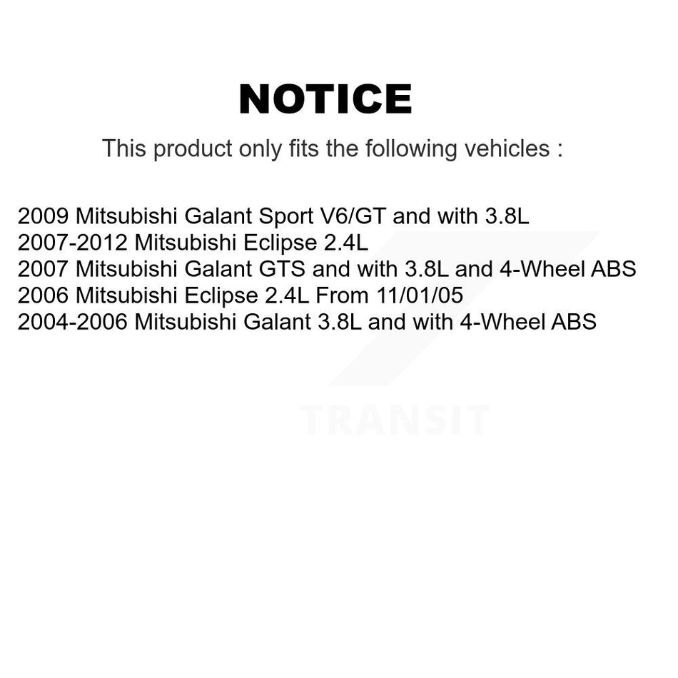 Front Rear Hub Bearings Assembly Disc Brake Rotors And Semi-Metallic Pads Kit (10Pc) For Mitsubishi Galant Eclipse KBB-109527