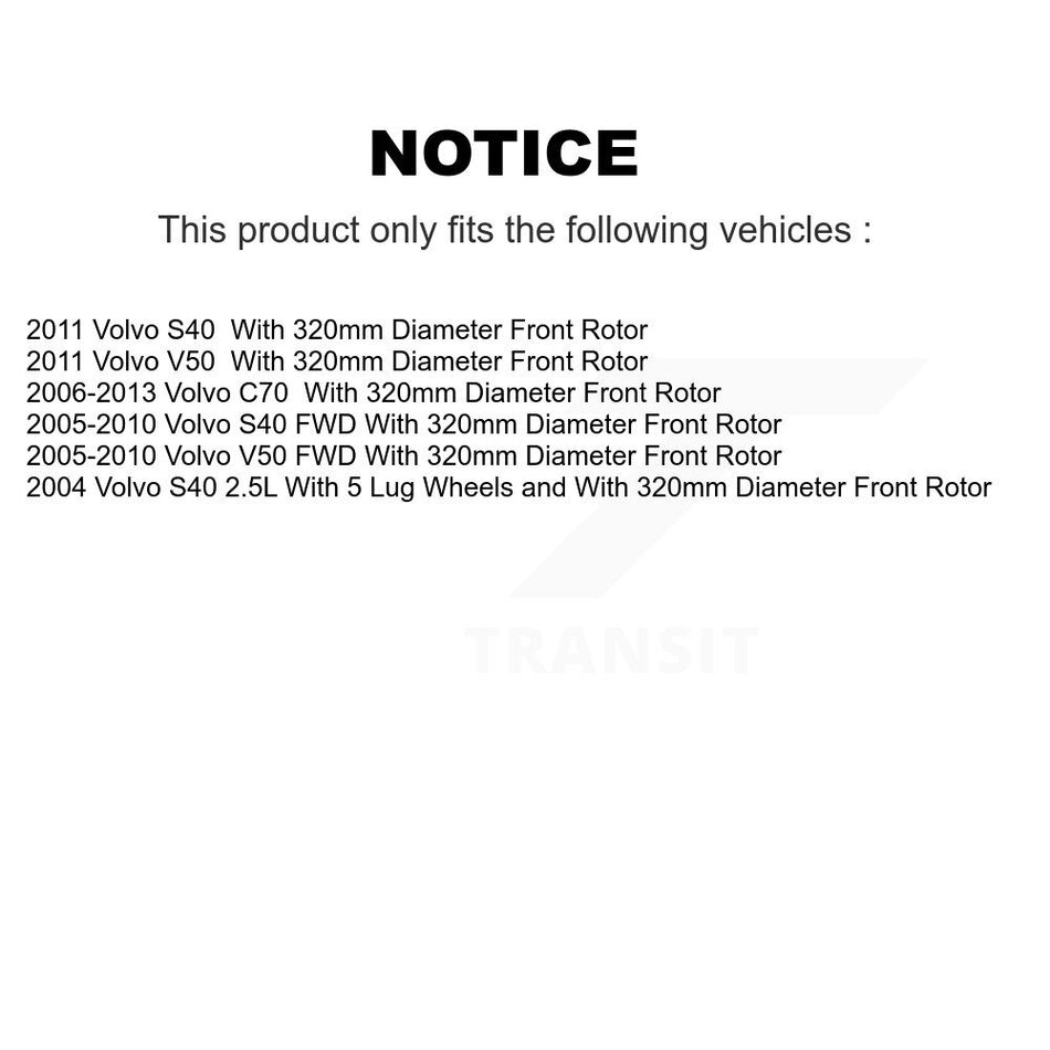 Front Rear Hub Bearings Assembly Disc Brake Rotors And Semi-Metallic Pads Kit (10Pc) For Volvo S40 C70 V50 With 320mm Diameter Rotor KBB-109702
