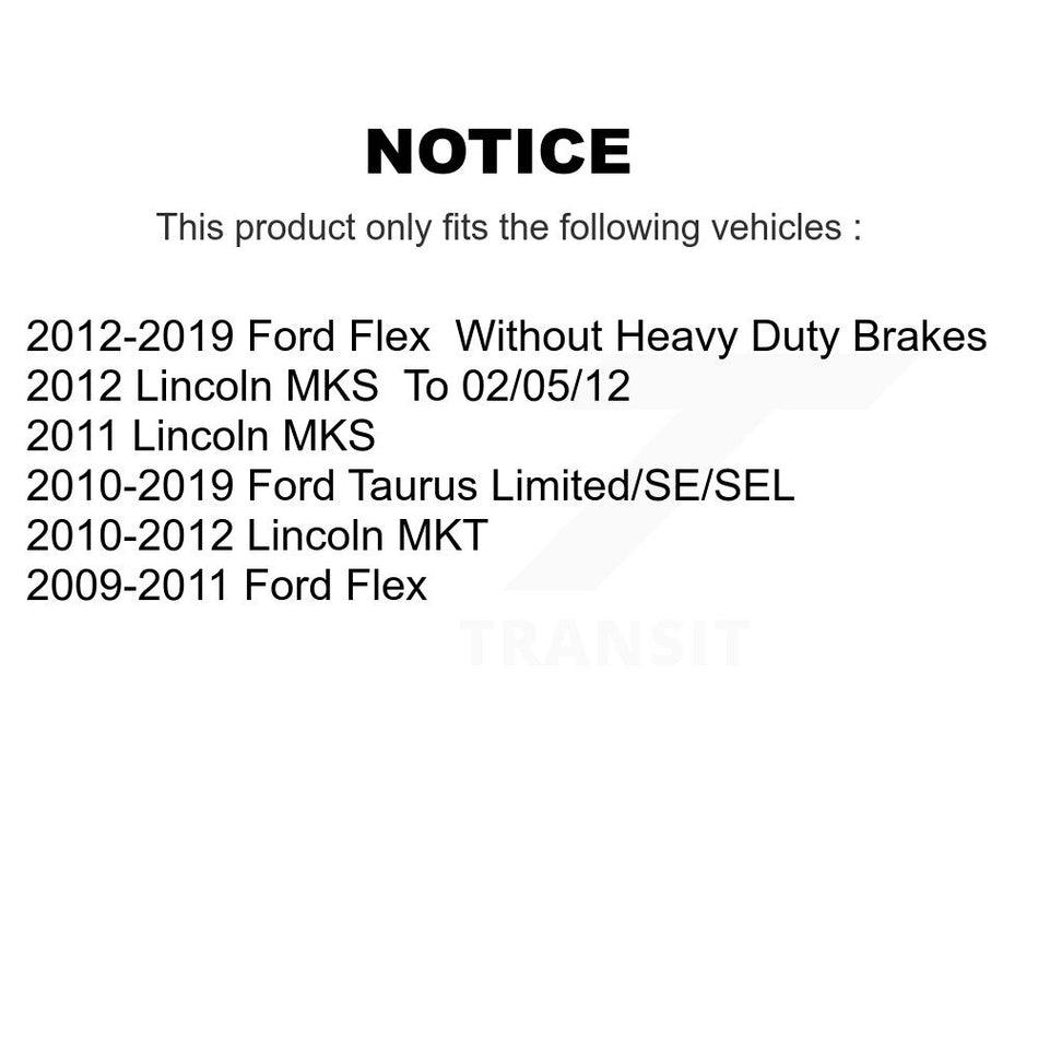 Front Rear Hub Bearings Assembly Disc Brake Rotors And Semi-Metallic Pads Kit (10Pc) For Ford Taurus Flex Lincoln MKT MKS KBB-109811