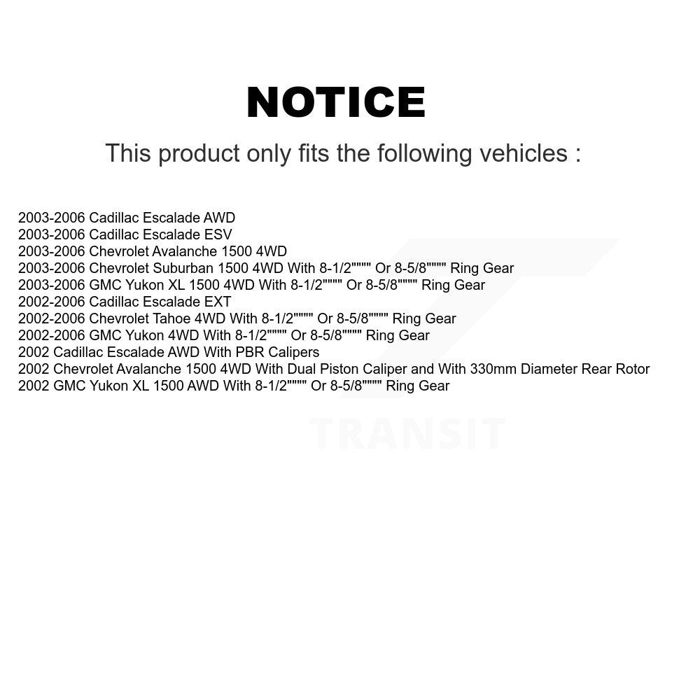 Front Rear Hub Bearing Brake Rotor & Pad Shoe Kit (10Pc) For Chevrolet Avalanche 1500 GMC KBB-109894