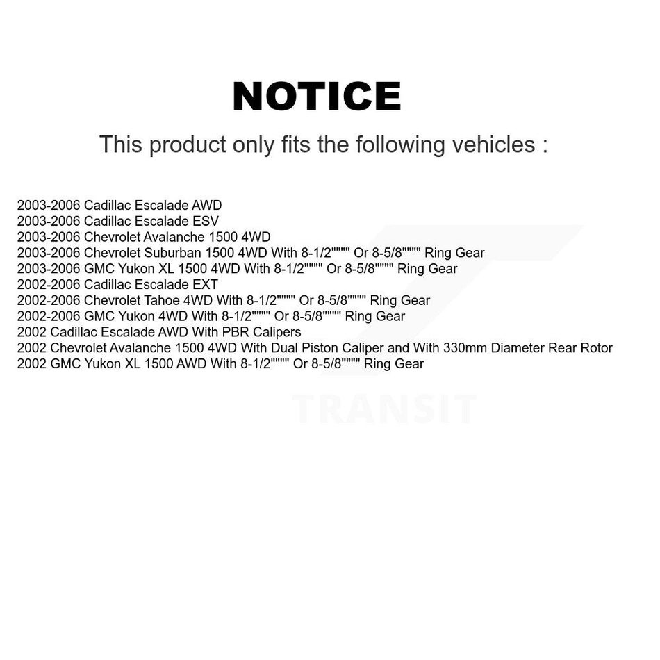 Front Rear Hub Bearing Brake Rotor & Pad Shoe Kit (10Pc) For Chevrolet Avalanche 1500 GMC KBB-109894