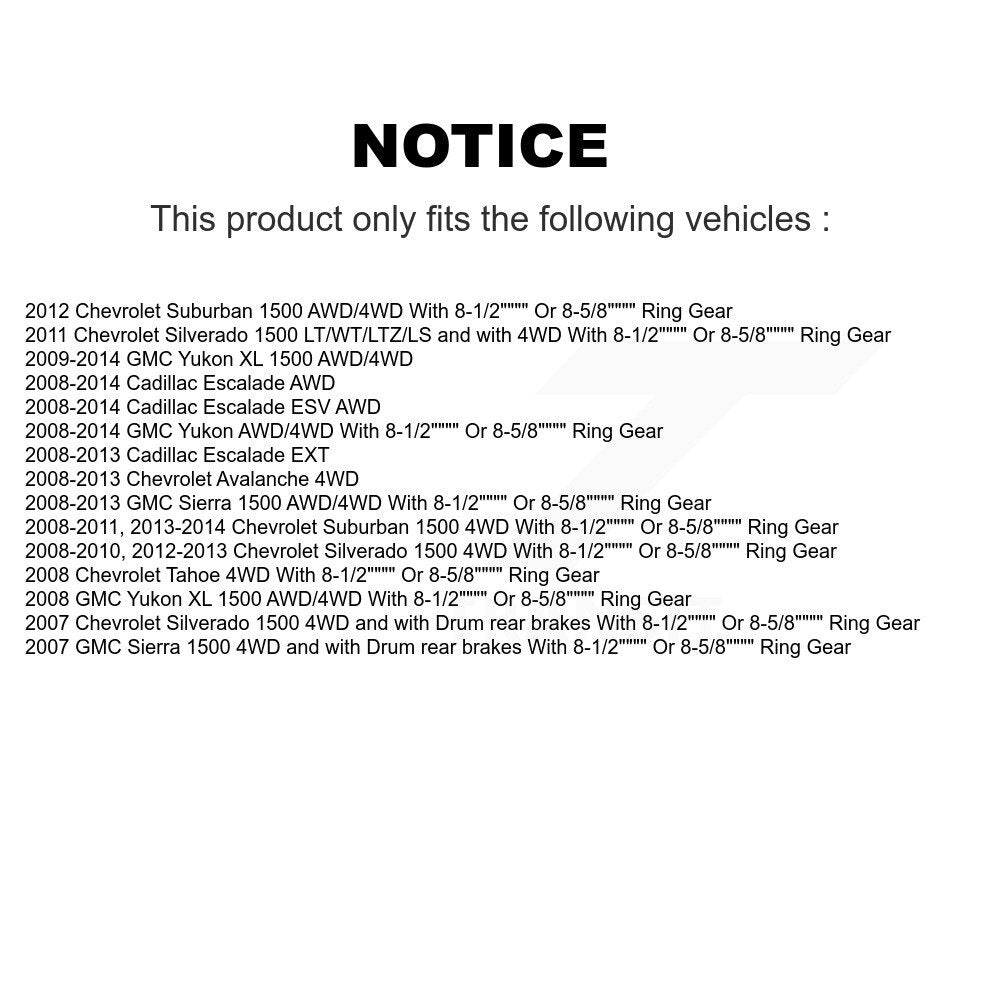 Front Rear Hub Bearing Brake Rotor & Pad Shoe Kit (10Pc) For Chevrolet GMC Sierra 1500 XL KBB-110583