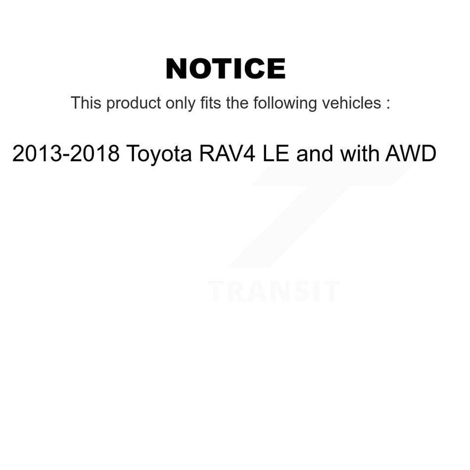 Front Rear Hub Bearings Assembly Coated Disc Brake Rotors And Ceramic Pads Kit (10Pc) For 2013-2018 Toyota RAV4 LE with AWD KBB-111249