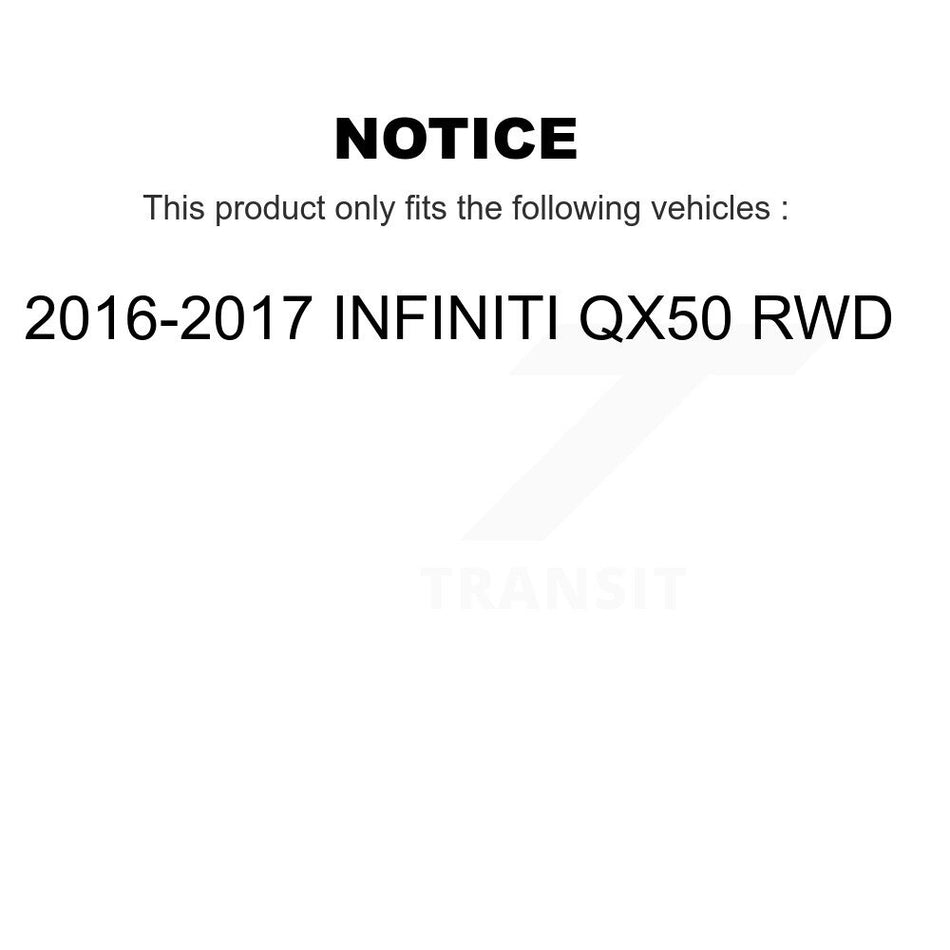Front Rear Hub Bearings Assembly Coated Disc Brake Rotors And Ceramic Pads Kit (10Pc) For 2016-2017 INFINITI QX50 RWD KBB-111258