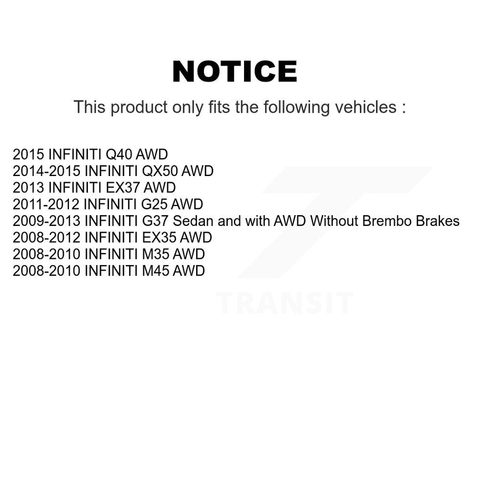 Front Rear Hub Bearing Coated Brake Rotor Pads Kit (10Pc) For INFINITI G37 EX35 QX50 EX37 KBB-111260