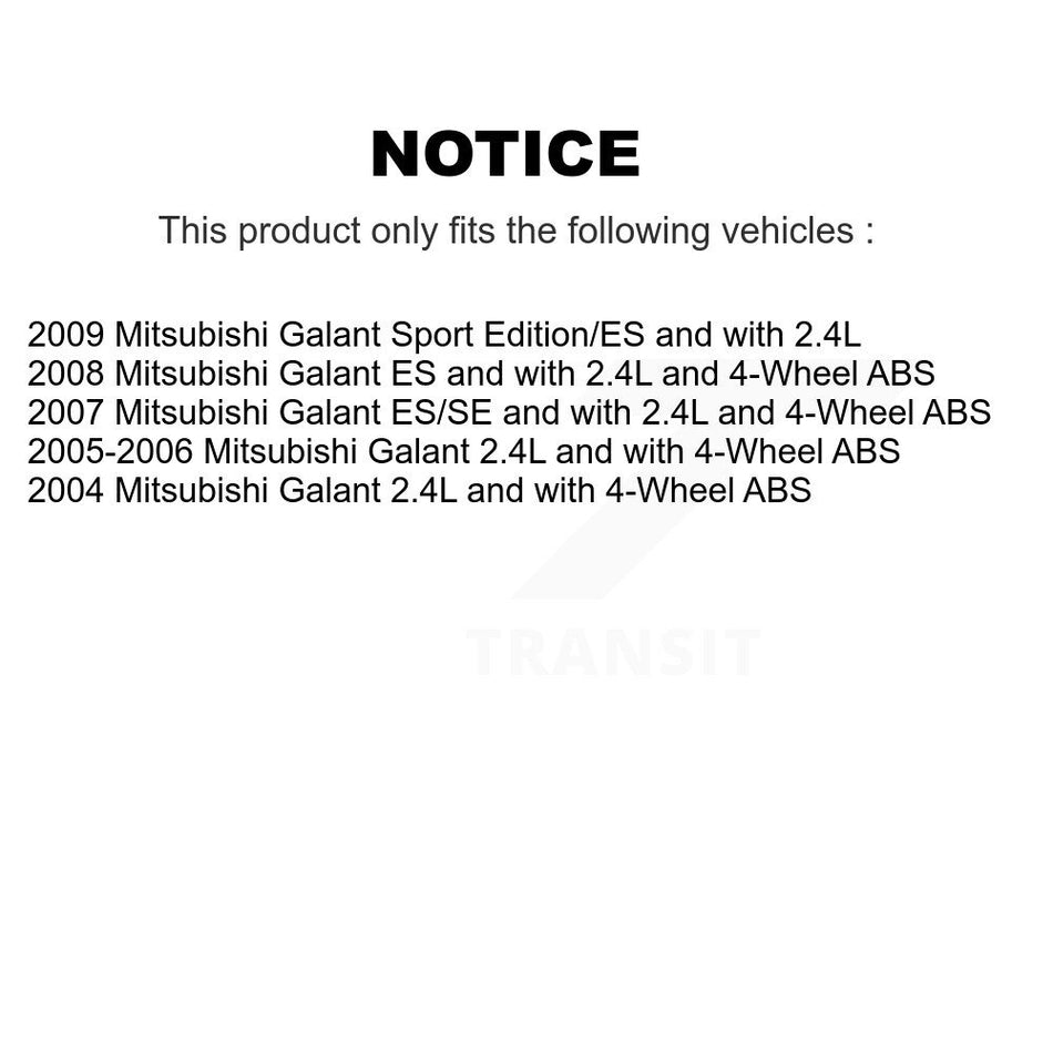 Front Rear Hub Bearings Assembly Coated Disc Brake Rotors And Semi-Metallic Pads Kit (10Pc) For Mitsubishi Galant KBB-111490