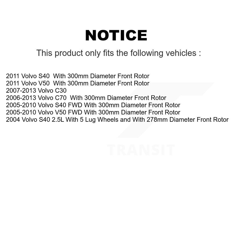 Front Rear Hub Bearings Assembly Coated Disc Brake Rotors And Semi-Metallic Pads Kit (10Pc) For Volvo S40 C70 C30 V50 KBB-111662