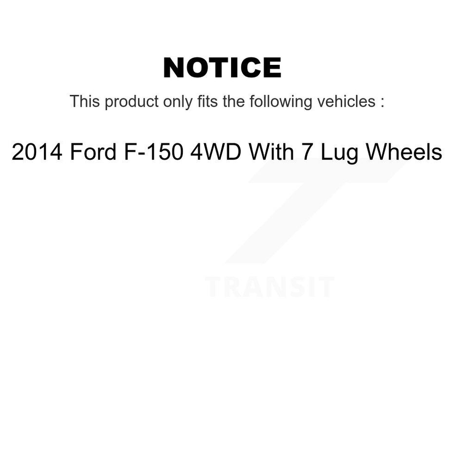 Front Rear Hub Bearing Coated Brake Rotor And Pad Shoe Kit (10Pc) For 2014 Ford F-150 4WD KBB-111861