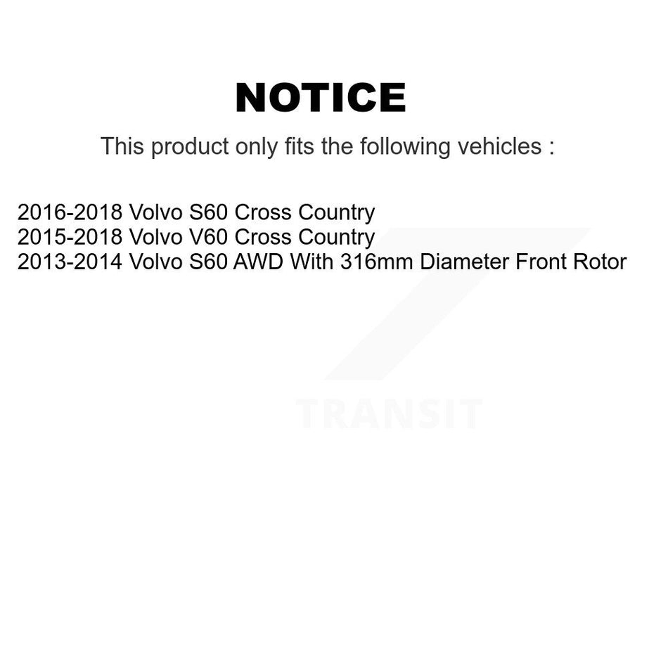 Front Rear Hub Bearings Assembly Coated Disc Brake Rotors And Ceramic Pads Kit (10Pc) For Volvo S60 V60 Cross Country KBB-112764