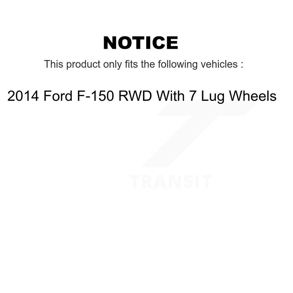 Front Rear Hub Bearing Coated Brake Rotor And Pad Shoe Kit (10Pc) For 2014 Ford F-150 RWD KBB-113093