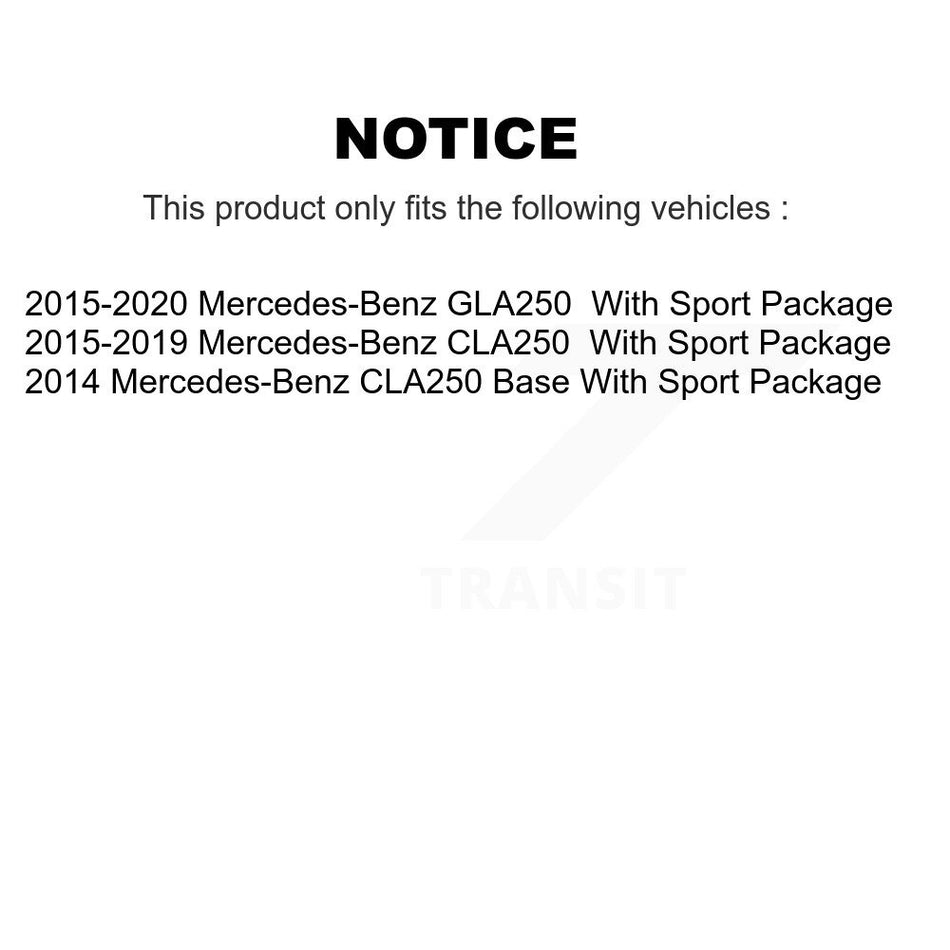 Front Wheel Bearing With Coated Disc Brake Rotors And Semi-Metallic Pads Kit For Mercedes-Benz CLA250 GLA250 Sport Package KBB-113227