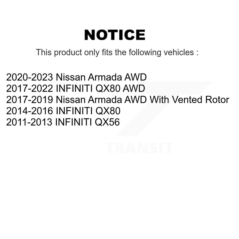 Front Rear Hub Bearings Assembly Disc Brake Rotors And Semi-Metallic Pads Kit (10Pc) For INFINITI Nissan Armada QX80 QX56 KBB-113348