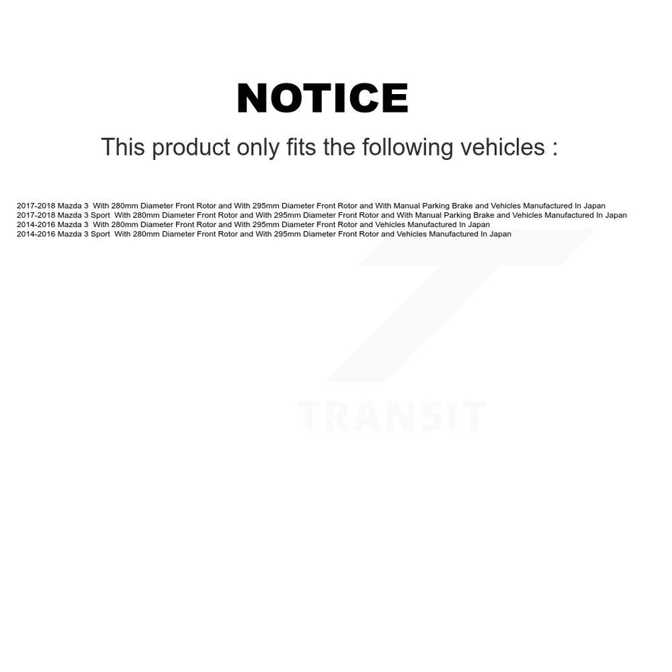 Front Rear Hub Bearings Assembly Coated Disc Brake Rotors And Semi-Metallic Pads Kit (10Pc) For Mazda 3 Sport 2.5L KBB-113590