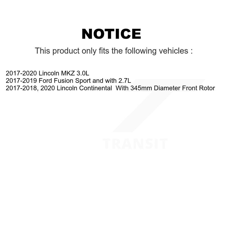 Front Hub Bearing Assembly With Coated Drilled Slotted Disc Brake Rotors And Ceramic Pads Kit For Ford Fusion Lincoln MKZ Continental KBB-113677