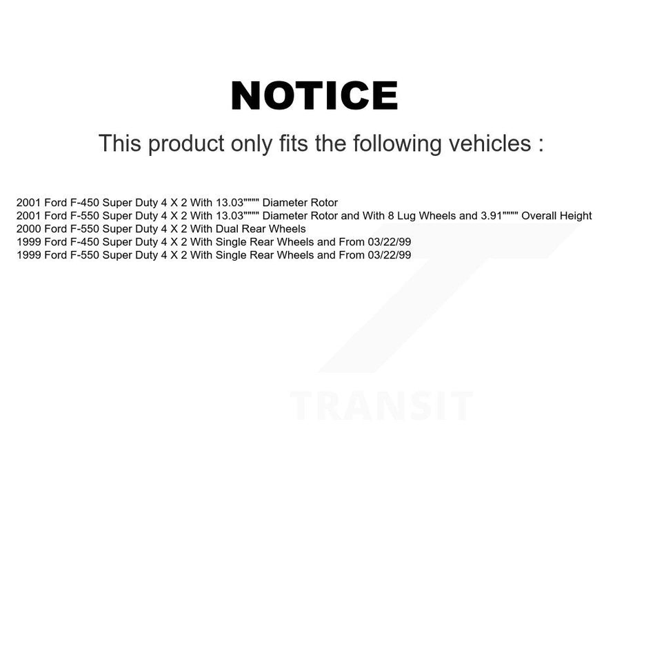 Front Hub Bearing Assembly With Coated Disc Brake Rotors And Ceramic Pads Kit For Ford F-450 Super Duty F-550 4 X 2 KBB-114002