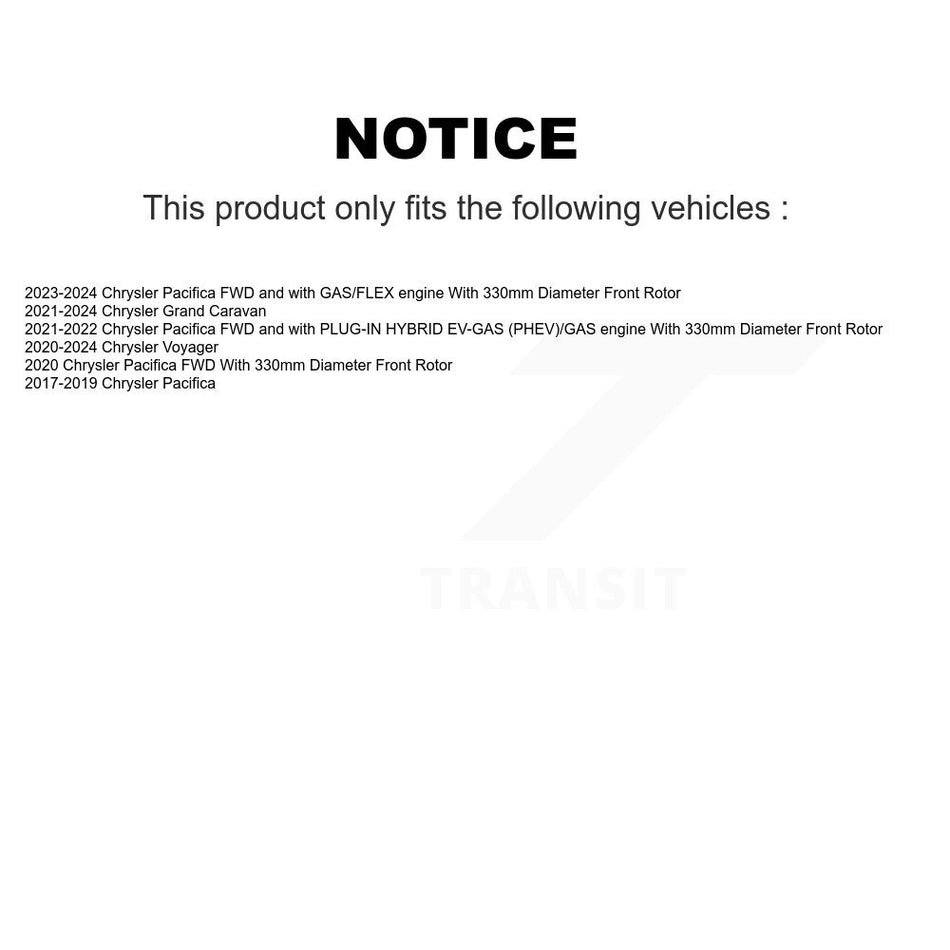 Front Hub Bearing Assembly With Coated Disc Brake Rotors And Ceramic Pads Kit For Chrysler Pacifica Voyager Grand Caravan KBB-114007