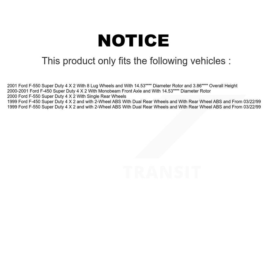 Front Hub Bearing Assembly With Disc Brake Rotors And Semi-Metallic Pads Kit For Ford F-550 Super Duty F-450 KBB-114082