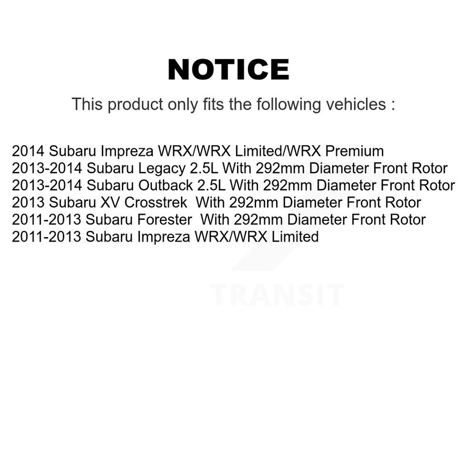 Front Hub Bearing Assembly With Coated Disc Brake Rotors And Semi-Metallic Pads Kit For Subaru Impreza Outback Forester Legacy XV Crosstrek KBB-114630