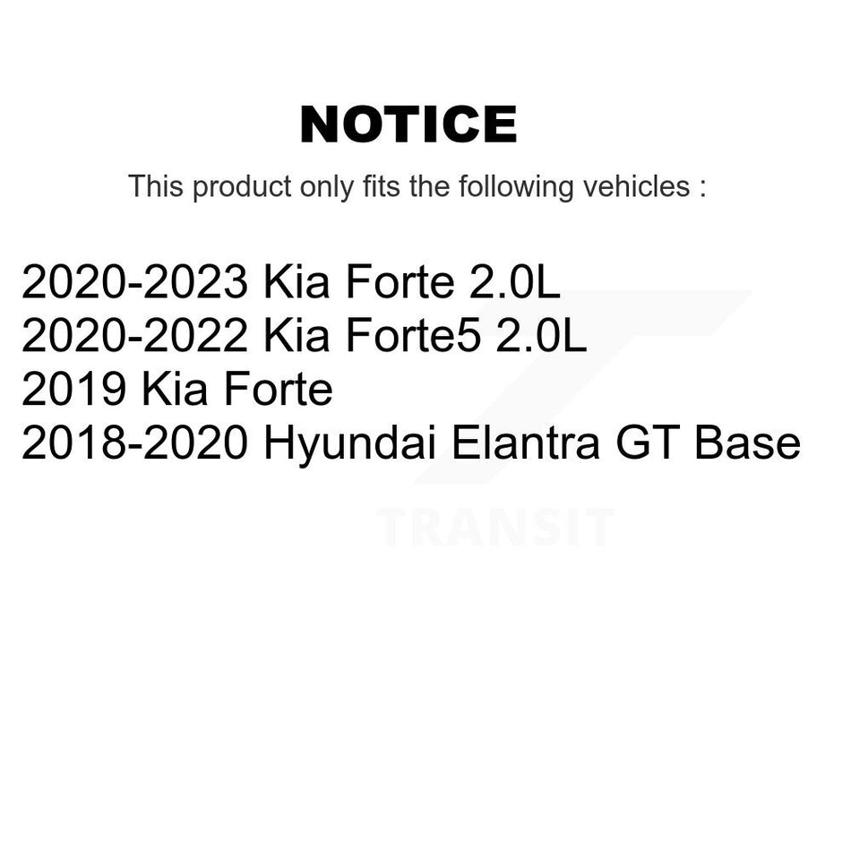 Front Hub Bearing Assembly With Coated Disc Brake Rotors And Semi-Metallic Pads Kit For 2018-2020 Hyundai Elantra GT Base KBB-114659