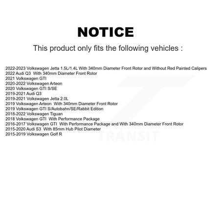 Front Hub Bearing Brake Rotor & Pad Kit For Volkswagen Tiguan Jetta Audi Q3 GTI Golf R S3 KBB-114820