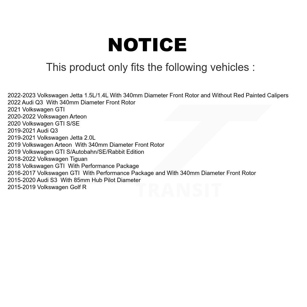 Front Hub Bearing Coat Brake Rotor Pad Kit For Volkswagen Tiguan Jetta Audi Q3 GTI Golf R KBB-115301