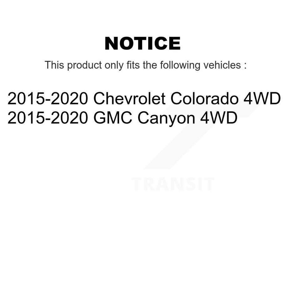 Front Hub Bearing Assembly With Coated Disc Brake Rotors And Semi-Metallic Pads Kit For 2015-2020 Chevrolet Colorado GMC Canyon 4WD KBB-115307