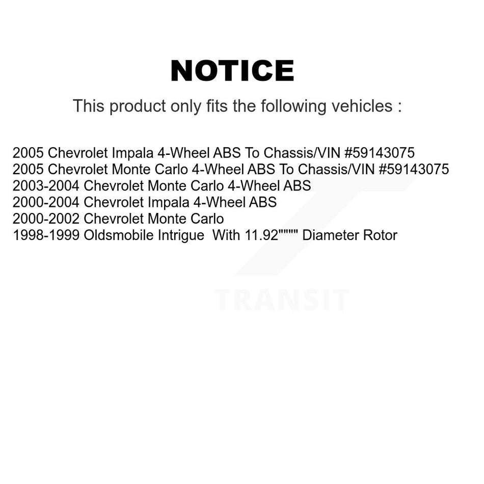 Front Rear Hub Bearings Assembly Disc Brake Rotors And Ceramic Pads Kit (10Pc) For Chevrolet Impala Monte Carlo Oldsmobile Intrigue KBB-115361