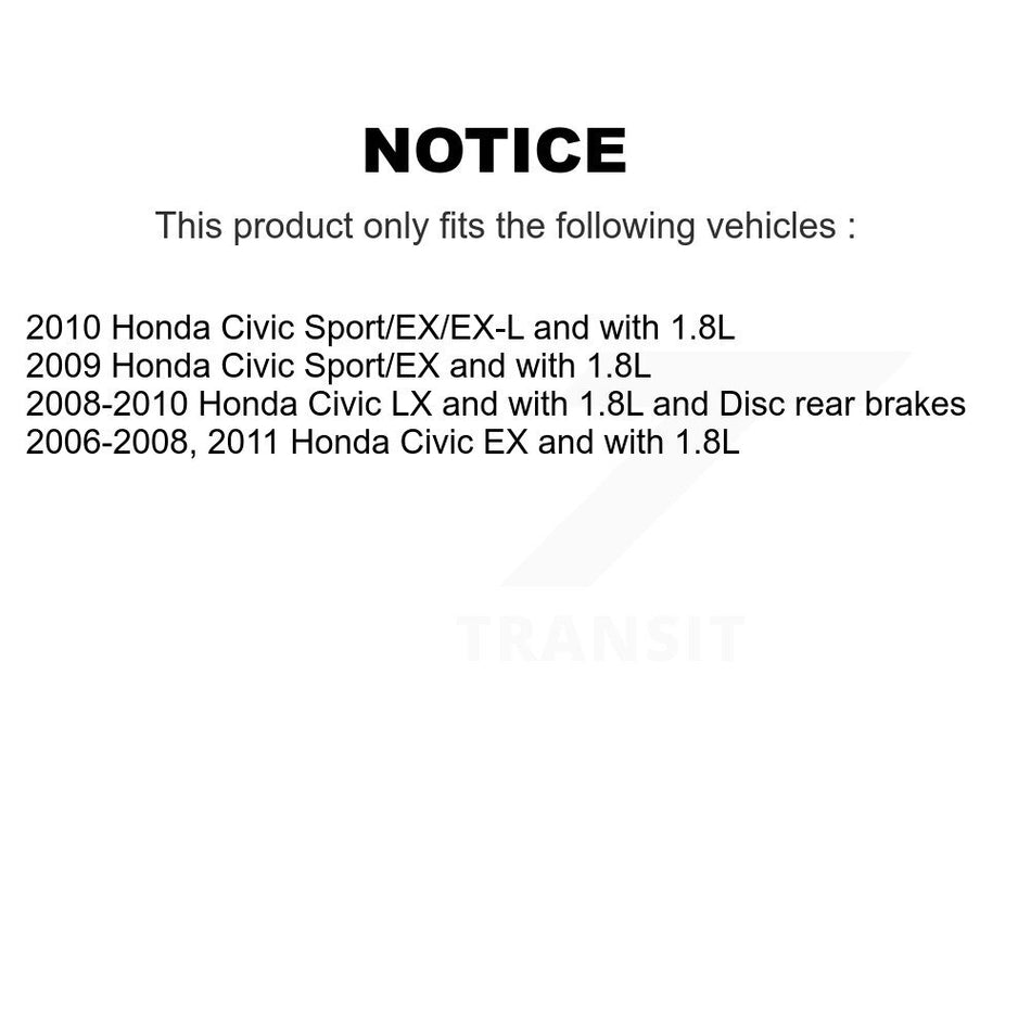 Front Rear Wheel Hub Bearings Assembly Coated Disc Brake Rotors And Semi-Metallic Pads Kit (10Pc) For Honda Civic KBB-115523