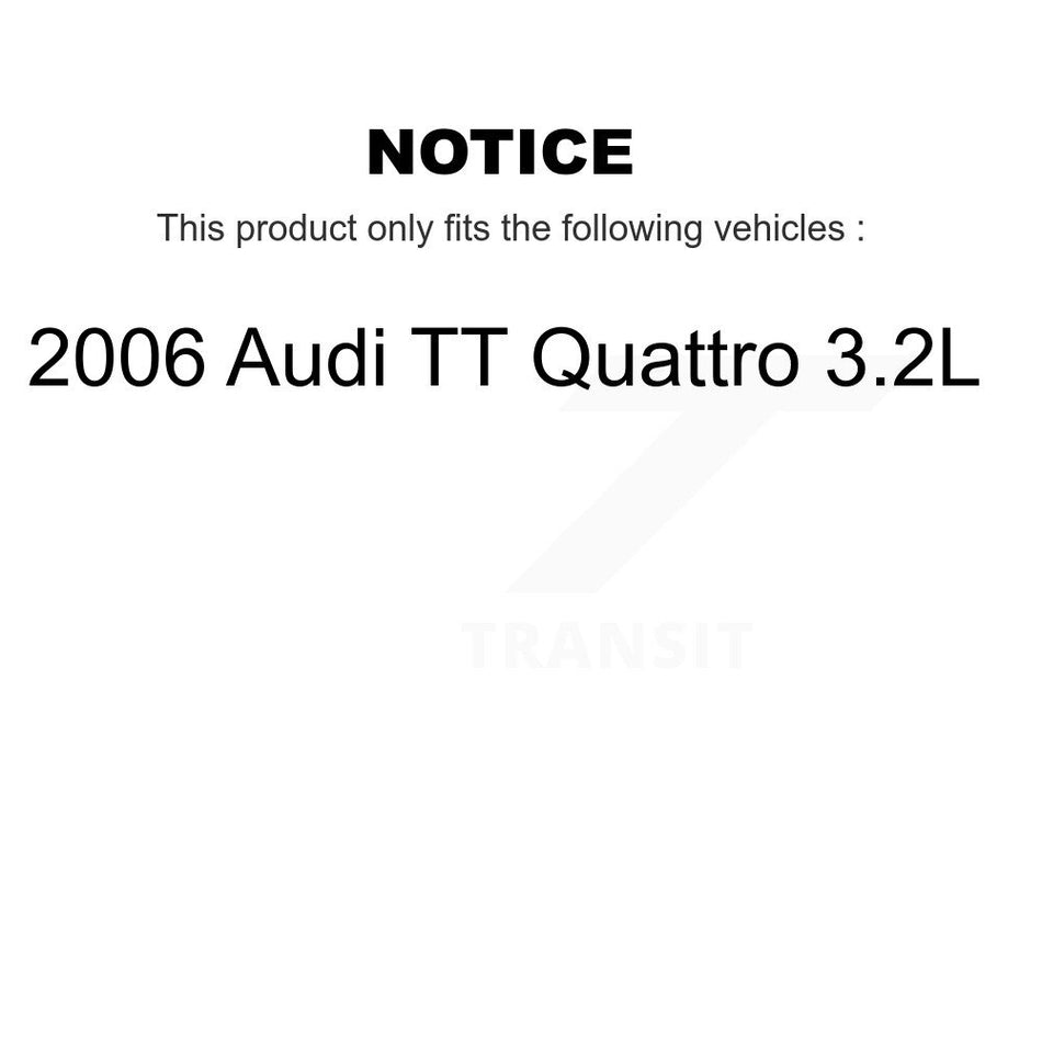 Front Wheel Bearing With Disc Brake Rotors And Semi-Metallic Pads Kit For 2006 Audi TT Quattro 3.2L KBB-115700