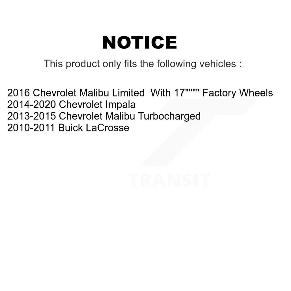 Front Rear Hub Bearings Assembly Coated Disc Brake Rotors And Semi-Metallic Pads Kit (10Pc) For Chevrolet Malibu Impala Buick LaCrosse KBB-116361