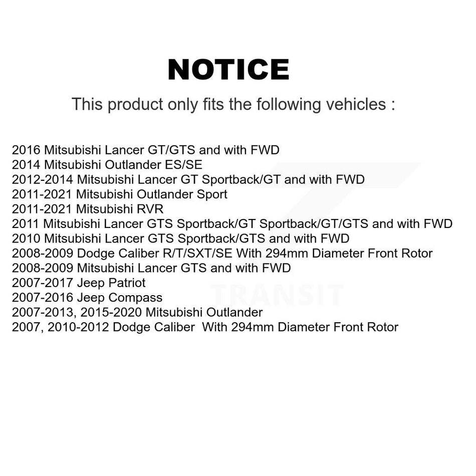 Front Wheel Bearing With Coated Drilled Slotted Disc Brake Rotors And Ceramic Pads Kit For Jeep Patriot Mitsubishi Compass Dodge Caliber Outlander Sport Lancer RVR KBB-117653