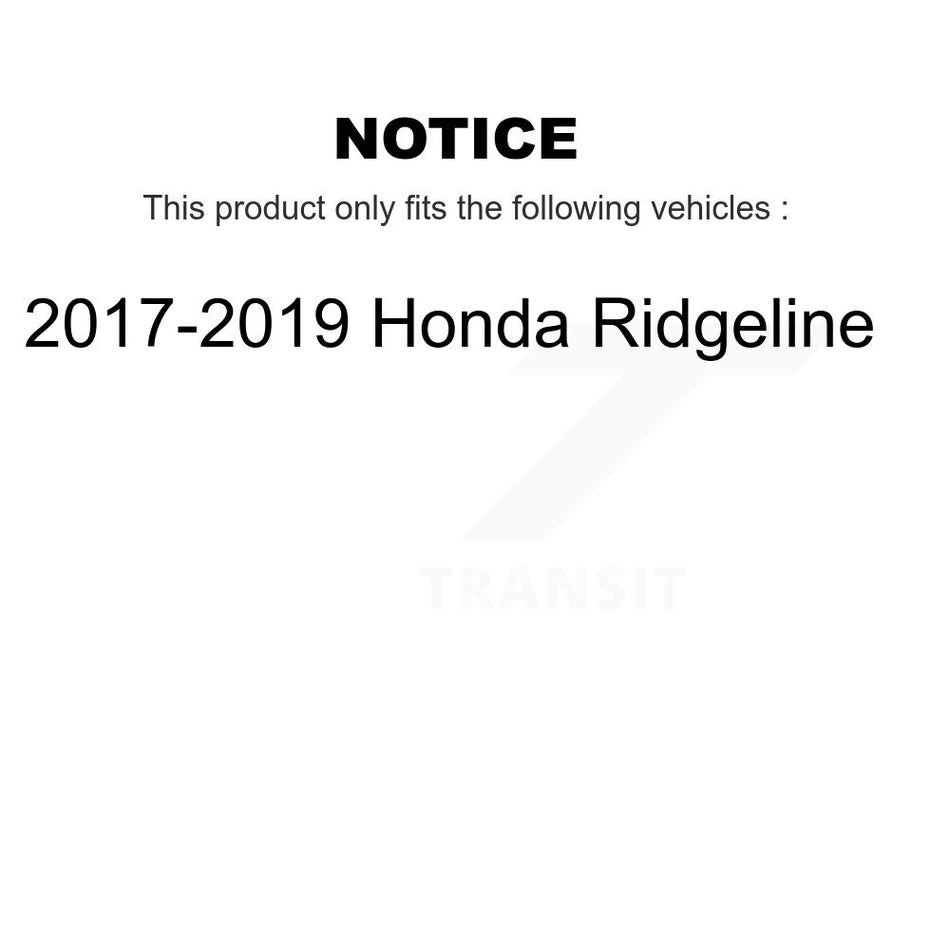 Front Wheel Bearing With Coated Drilled Slotted Disc Brake Rotors And Ceramic Pads Kit For 2017-2019 Honda Ridgeline KBB-117676