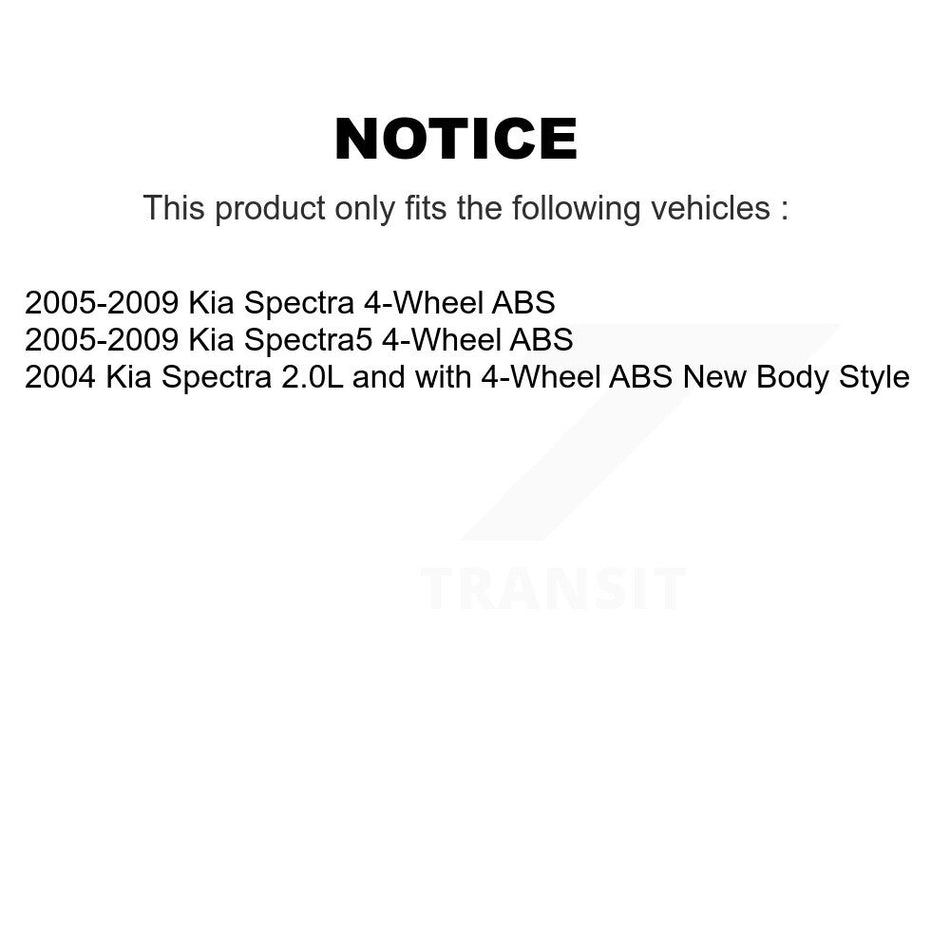 Front Rear Hub Bearing Coated Disc Brake Rotor & Pads Kit (10Pc) For Kia Spectra Spectra5 KBB-118098