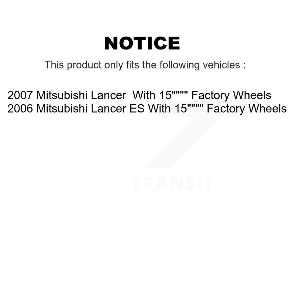 Front Wheel Bearing With Coated Disc Brake Rotors And Ceramic Pads Kit For 2006-2007 Mitsubishi Lancer ES 15" Factory Wheels KBB-118124